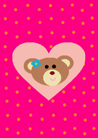 (pink dot x heart bear )