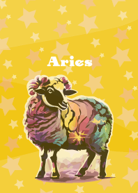 Aries constellation on yellow