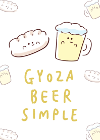 Simple gyoza and beer white blue.