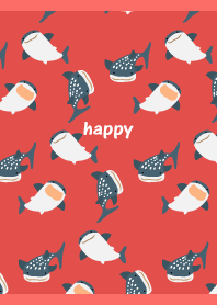Smiling Whale Shark on red