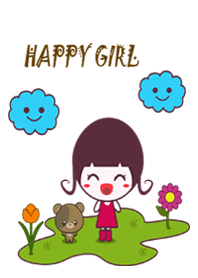 Happy girl and little bear