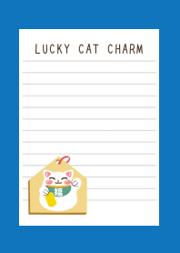LUCKY CAT CHARM NOTEBOOKj-BLUE-WHITE