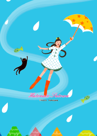 Girl flying in the rain [Spring Summer]+