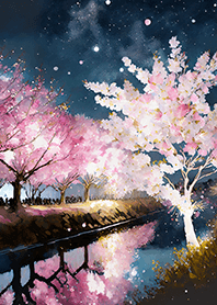 Beautiful night cherry blossoms#207