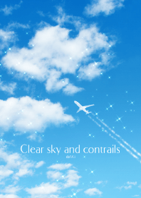 清澈的天空和飛機雲彩