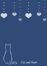 Cat and Heart 2 -navy-