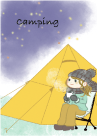Girl enjoying camping alone