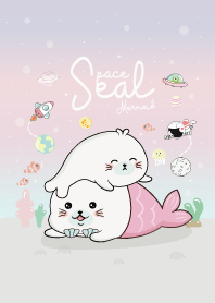 Seal Mermaid On Space. (Pastel)