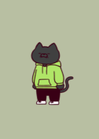 Hoodie black cat.(dusty colors04)