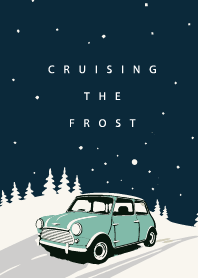 Cruising the Frost - retro car navy