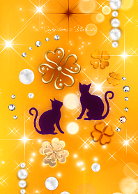 【幸運と富の使い】秋の黒猫とクローバー