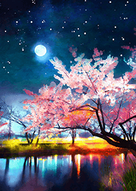 Beautiful night cherry blossoms#891
