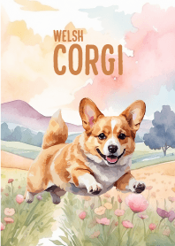 Welsh corgi In Flower Theme2