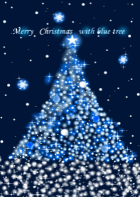 Merry Christmas with blue tree