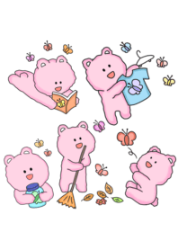 happy pink bear