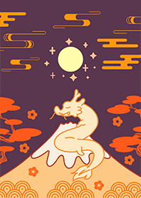 可愛小龍吉祥主題7 紫色夜空