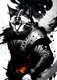 Ink wash cat samurai 7c32e7