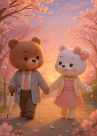 Sunset Stroll Under Sakura Skies