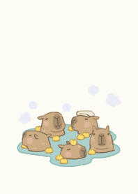 Capybara-in a hot spring-