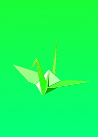 Green origami crane