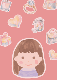 Girly girl on light pink