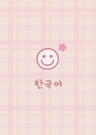 เกาหลี ลายสก๊อต<ดอกซากุระ>สีชมพูคอรัล