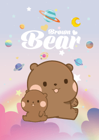 Brown Bears Cloud Galaxy Pastel