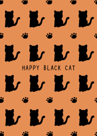 HAPPY BLACK CAT SILHOUETTEj/DUSTY ORANGE