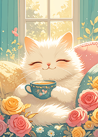 ⭐️幸せな猫の花茶のひととき❤️1-1
