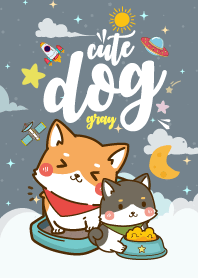 Cute Dog Galaxy Gray