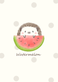 Hedgehog and Watermelon* -beige- dot