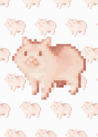 Pig Pattern Pixel Art Theme BW01