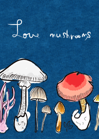 Textile design love mushrooms