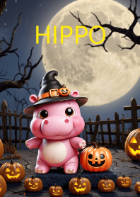 Cute hippo Halloween Day Theme