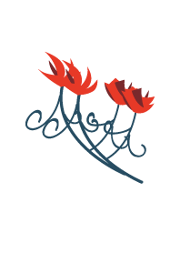 シンプルオシャレな真紅の花ワンポイト