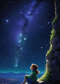 Starry sky girl 0179Bc