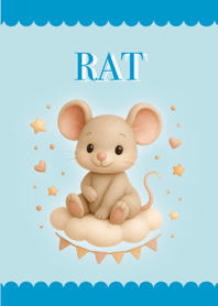 ปีหนู สีน้ำเงินพาสเทล