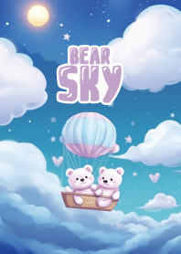 cute bears in the balloon and cloud