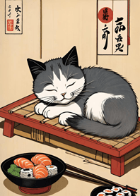 Ukiyo-e Meow Meow Cats 8aF18e