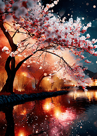 Beautiful night cherry blossoms#641