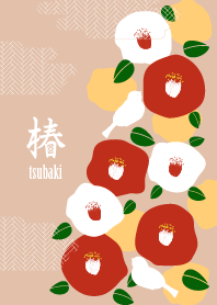 camellia and bird -Japanese TSUBAKI-