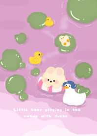 bear and duck take a bath