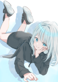 パーカーの女の子(銀髪)シンプル