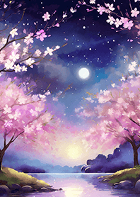 Beautiful night cherry blossoms#1083