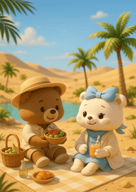 Oasis Desert Picnic Bear Moment