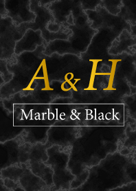 A&H イニシャル 大理石モノトーン黒