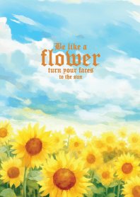 ทุ่งดอกทานตะวันกับฟ้าคราม