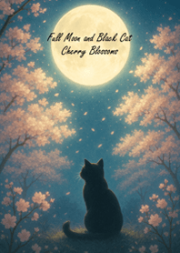 Full Moon and Black:CatCherry Blossoms#9