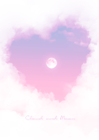 Heart Cloud & Moon  - blue & Pink 02