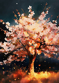 Beautiful night cherry blossoms#1074